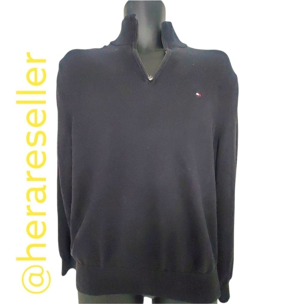 Tommy Hilfiger Men Medium 3/4 Zipper Loose Sweater